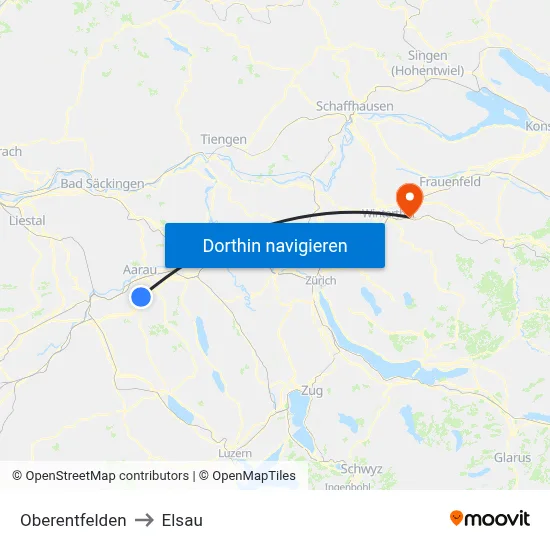 Oberentfelden to Elsau map
