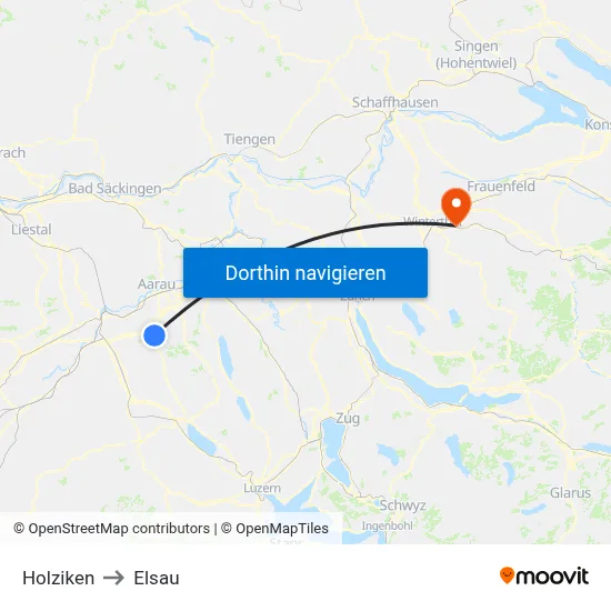 Holziken to Elsau map