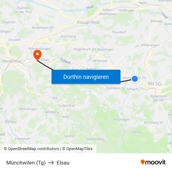 Münchwilen (Tg) to Elsau map