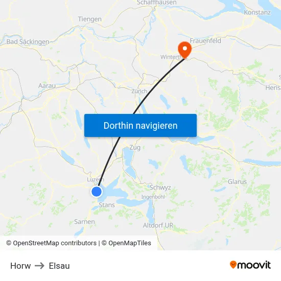 Horw to Elsau map