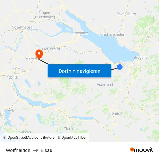 Wolfhalden to Elsau map
