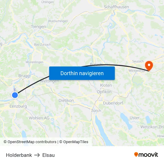 Holderbank to Elsau map