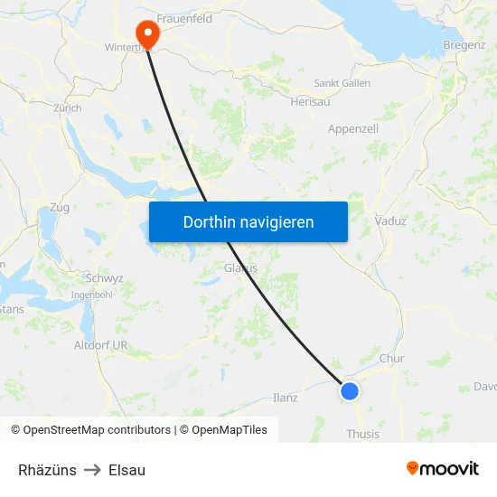 Rhäzüns to Elsau map