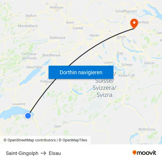 Saint-Gingolph to Elsau map