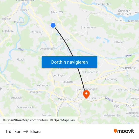 Trüllikon to Elsau map