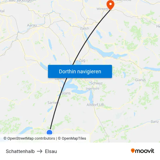 Schattenhalb to Elsau map