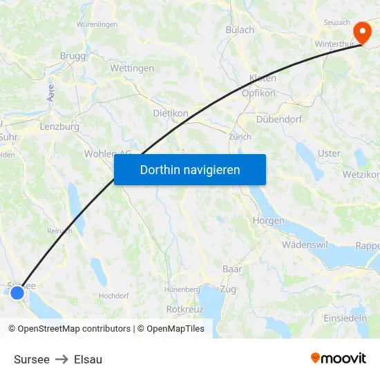 Sursee to Elsau map