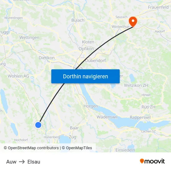 Auw to Elsau map