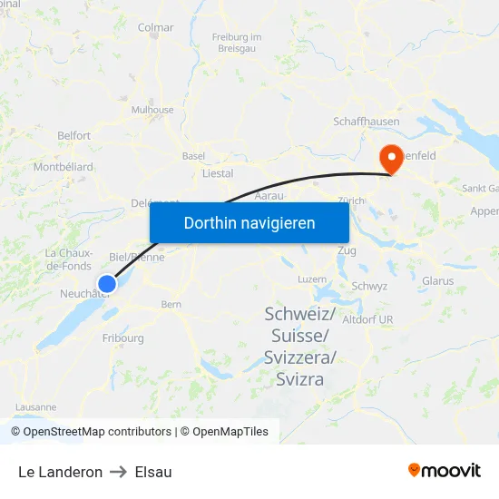 Le Landeron to Elsau map
