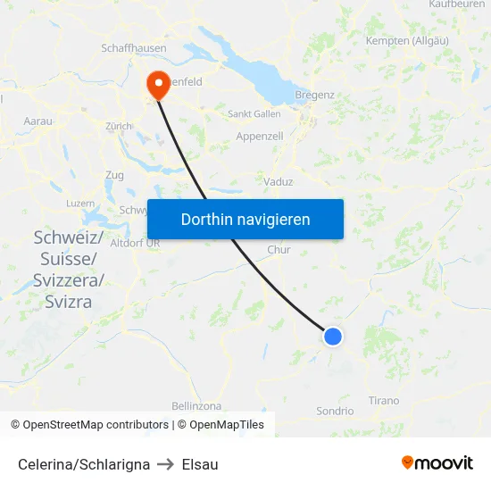 Celerina/Schlarigna to Elsau map
