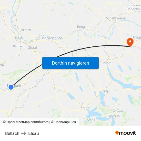 Bellach to Elsau map