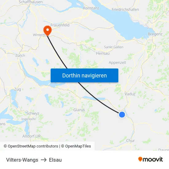 Vilters-Wangs to Elsau map