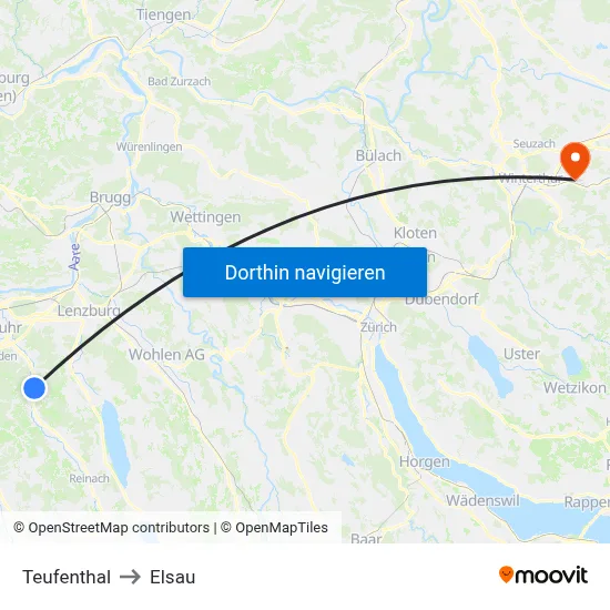 Teufenthal to Elsau map