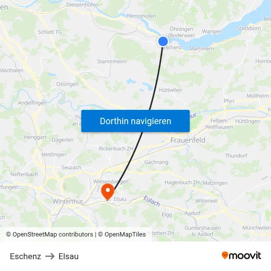 Eschenz to Elsau map