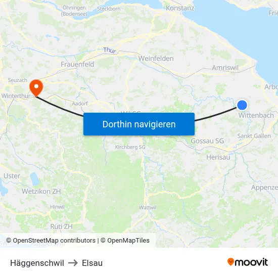 Häggenschwil to Elsau map