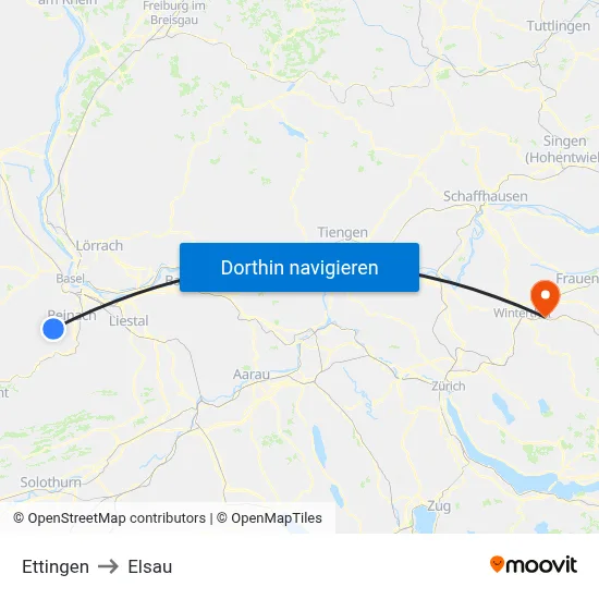 Ettingen to Elsau map