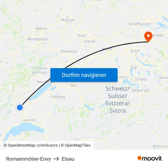 Romainmôtier-Envy to Elsau map