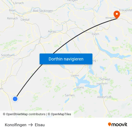 Konolfingen to Elsau map