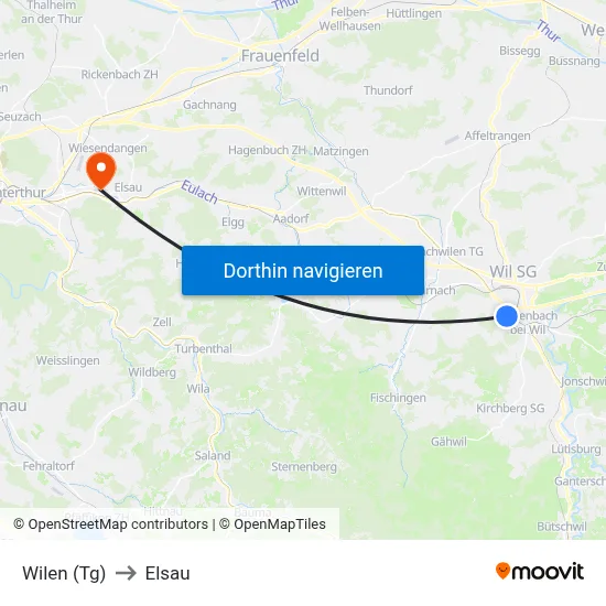 Wilen (Tg) to Elsau map