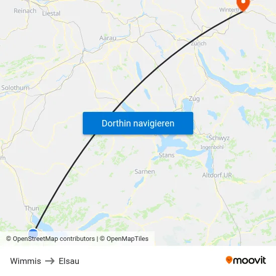 Wimmis to Elsau map