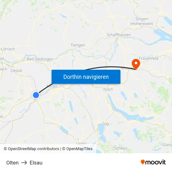 Olten to Elsau map