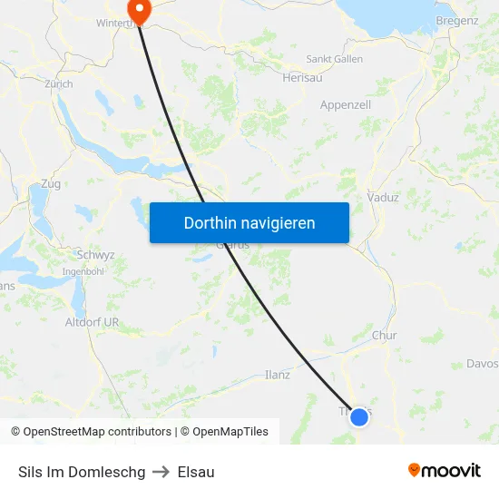Sils Im Domleschg to Elsau map