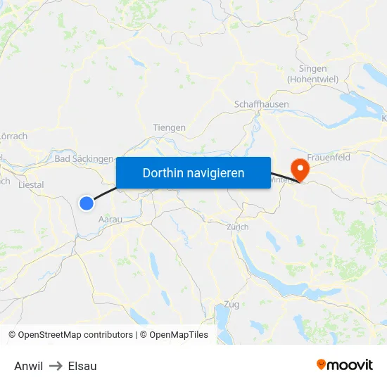 Anwil to Elsau map
