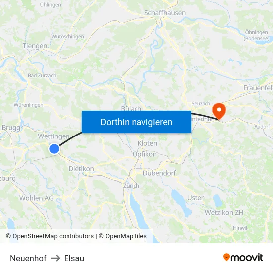 Neuenhof to Elsau map