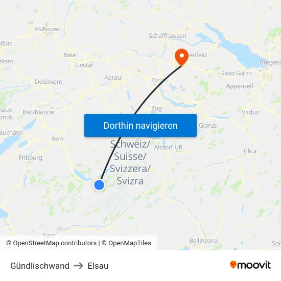 Gündlischwand to Elsau map