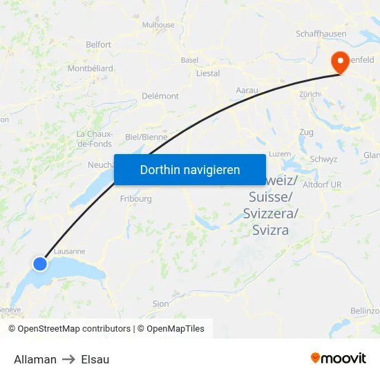 Allaman to Elsau map