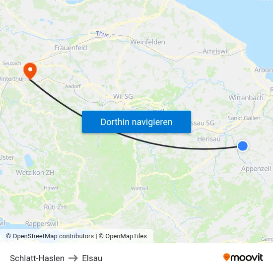 Schlatt-Haslen to Elsau map