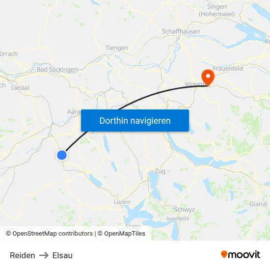 Reiden to Elsau map