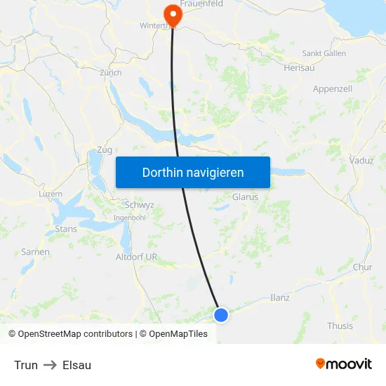 Trun to Elsau map