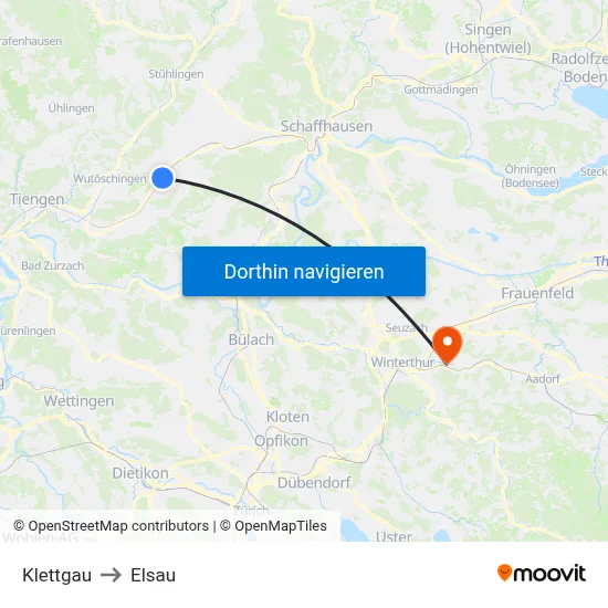 Klettgau to Elsau map