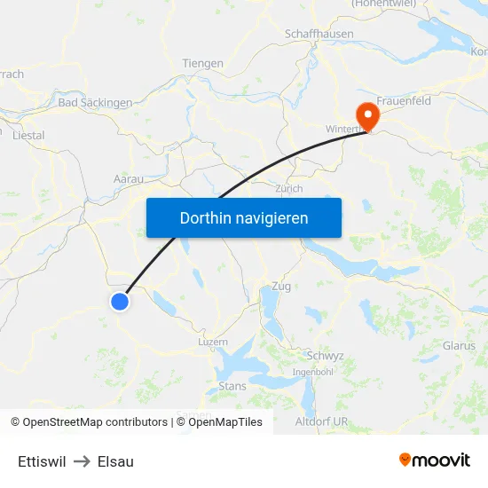 Ettiswil to Elsau map