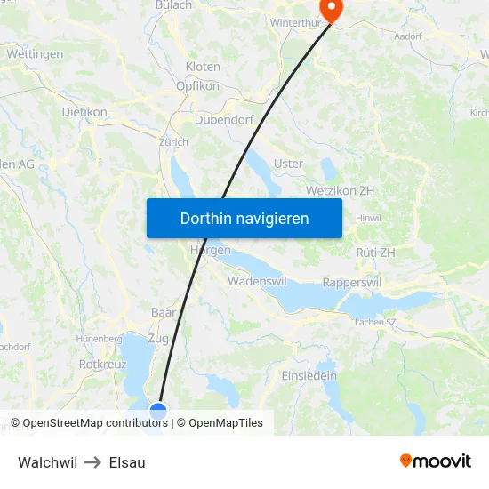 Walchwil to Elsau map