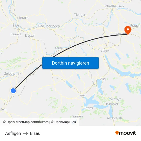 Aefligen to Elsau map