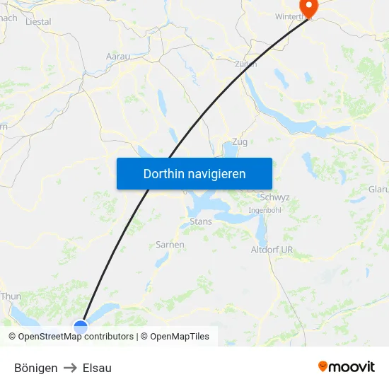 Bönigen to Elsau map