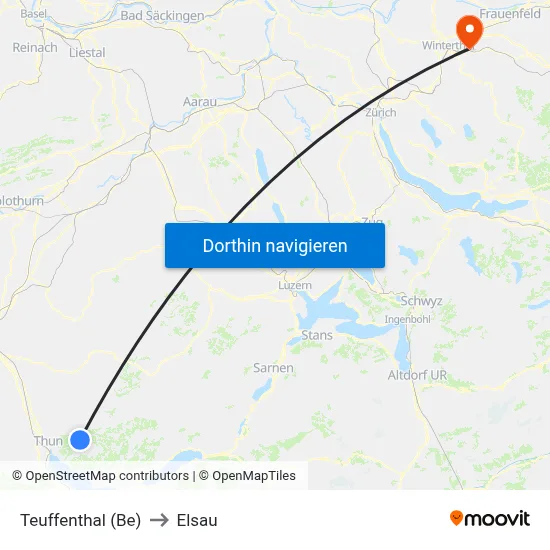 Teuffenthal (Be) to Elsau map
