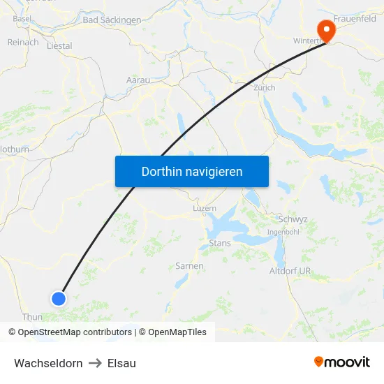 Wachseldorn to Elsau map