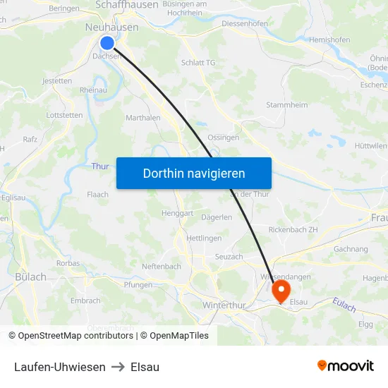 Laufen-Uhwiesen to Elsau map
