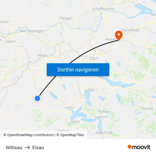 Willisau to Elsau map