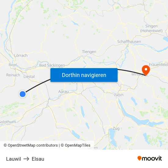 Lauwil to Elsau map