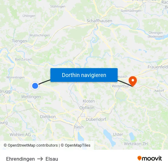 Ehrendingen to Elsau map