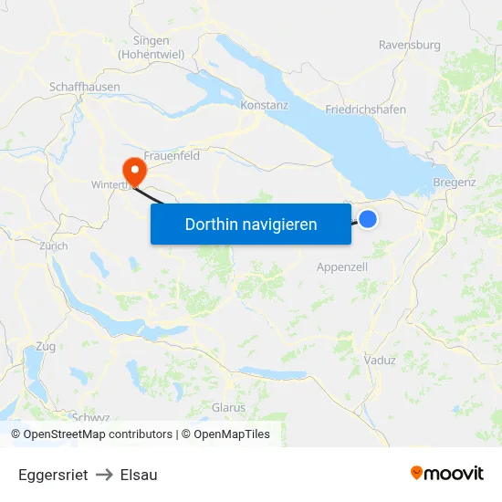 Eggersriet to Elsau map