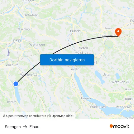 Seengen to Elsau map