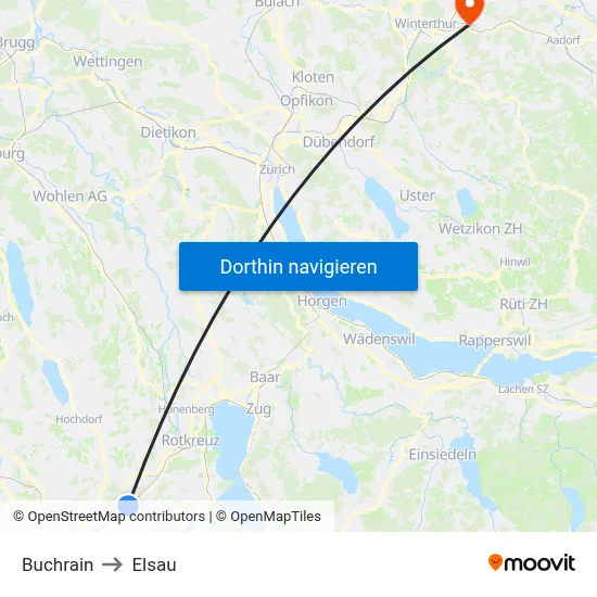 Buchrain to Elsau map