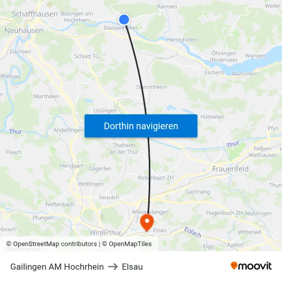 Gailingen AM Hochrhein to Elsau map