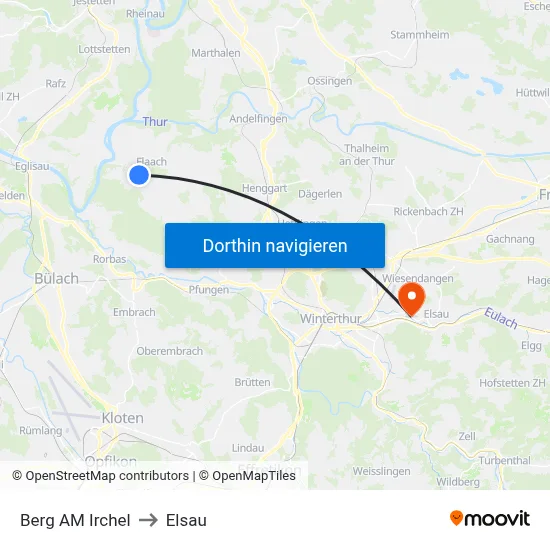 Berg AM Irchel to Elsau map