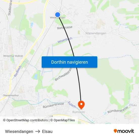 Wiesendangen to Elsau map